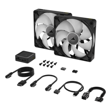 iCUE LINK RX140 RGB 2 x 140mm, w/ Controller, RGB LEDs, 1700 RPM, 94.5 CFM, 36 dBA, Cooling Fan