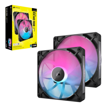 iCUE LINK RX140 RGB 2 x 140mm, w/ Controller, RGB LEDs, 1700 RPM, 94.5 CFM, 36 dBA, Cooling Fan
