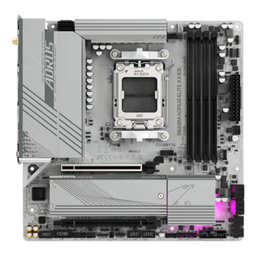 B650M AORUS ELITE AX ICE, AMD B650 Chipset, AM5, microATX Motherboard