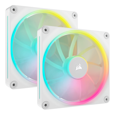 iCUE LINK LX140 RGB 2 x 140mm, White, w/ Controller, RGB LEDs, 2000 RPM, 84.7 CFM, 36 dBA, Cooling Fans