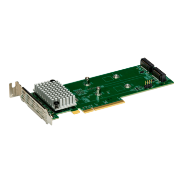 AOC-SLG4-2H8M2-O, 2x PCIe Gen 4 Hybrid NVMe/SATA M.2 RAID Boot Storage Adapter