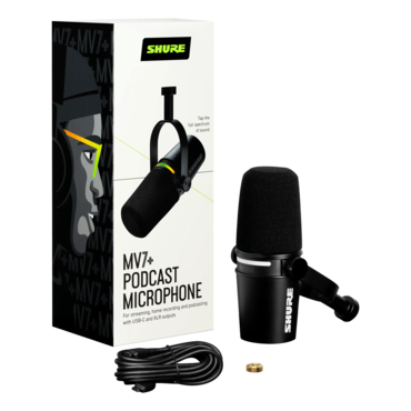 MV7+, Dynamic, RGB LED, Black, Podcast Microphone