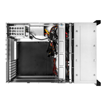 RS42407-CR800.OLE.R, 24x 3.5&quot;/2.5&quot; External Bays, 2x 2.5&quot; Rear External Bays, No PSU, EEB, Black/Grey, 4U Chassis - TAA Compliant