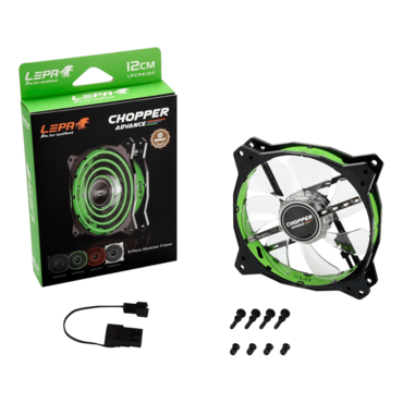 CHOPPER ADVANCE LPCPA12P-G120mm, Green LEDs, 1500 RPM, 70.38 CFM, 20 dBA, Cooling Fan