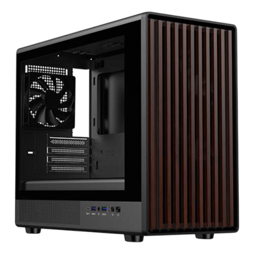 DIY-mATX06-Wood, Tempered Glass, No PSU, microATX, Black, Mini Tower Case