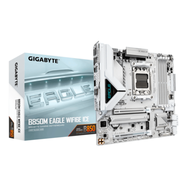 B850M EAGLE WIFI6E ICE, AMD B850 Chipset, AM5, microATX Motherboard