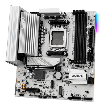 B850M Pro RS WiFi White, AMD B850 Chipset, AM5, microATX Motherboard