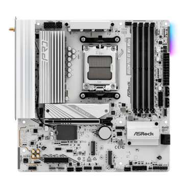 B850M Pro RS WiFi White, AMD B850 Chipset, AM5, microATX Motherboard