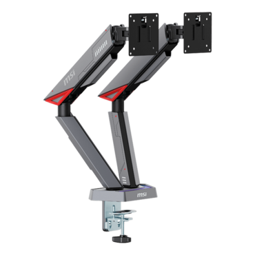 MPG MT161DR, 17" - 38" Screens, Matte Black/Painted Grey, RGB Double Monitor Arm