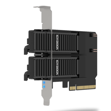 ExpressSlot Core MB312M4P-B, 2 Bay Removable M.2 NVMe SSD to PCIe 4.0 x8 Mobile Rack Adapter Card for PCIe Expansion Slot