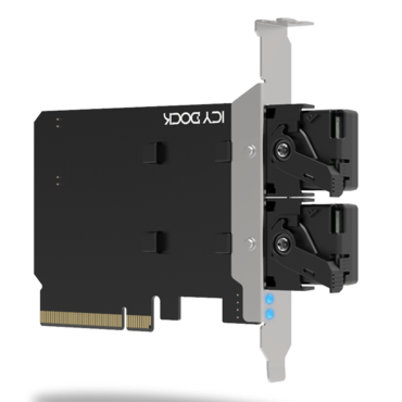 ExpressSlot Core MB312M4P-B, 2 Bay Removable M.2 NVMe SSD to PCIe 4.0 x8 Mobile Rack Adapter Card for PCIe Expansion Slot