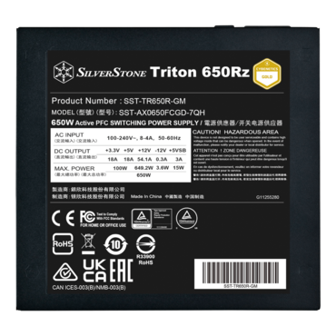 Triton 650Rz, 80 PLUS Gold 650W, Fully Modular, ATX Power Supply