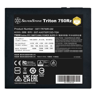 Triton 750Rz, 80 PLUS Gold 750W, Fully Modular, ATX Power Supply