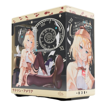 Watson Amelia Y40 + Desk Pad Bundle, Tempered Glass, No PSU, ATX, Beige/Black, Mid Tower Case