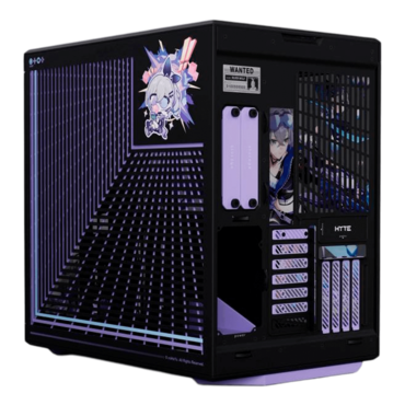 Official Y70 Silver Wolf Case Bundle, Tempered Glass, No PSU, E-ATX, Black/Violet, Mid Tower Case