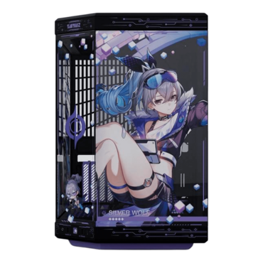 Official Y70 Silver Wolf Case Bundle, Tempered Glass, No PSU, E-ATX, Black/Violet, Mid Tower Case