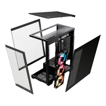 3500X RS-R ARGB, Tempered Glass, No PSU, E-ATX, Black, Mid Tower Case