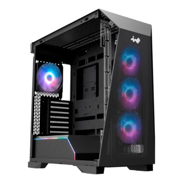 PRISM, Tempered Glass, No PSU, ATX, Black, Mid Tower Case