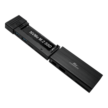 KWI-EM201, M.2 NVMe Enclosure Aluminum with USB Hub and Card Reader