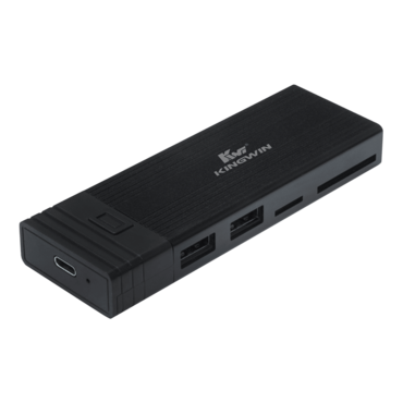KWI-EM201, M.2 NVMe Enclosure Aluminum with USB Hub and Card Reader
