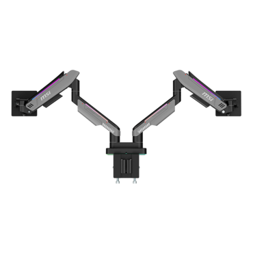 MPG MT201DR V2, 17" - 35" Screens, Matte Black/Painted Grey, RGB Double Monitor Arm