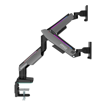 MPG MT201DR V2, 17" - 35" Screens, Matte Black/Painted Grey, RGB Double Monitor Arm