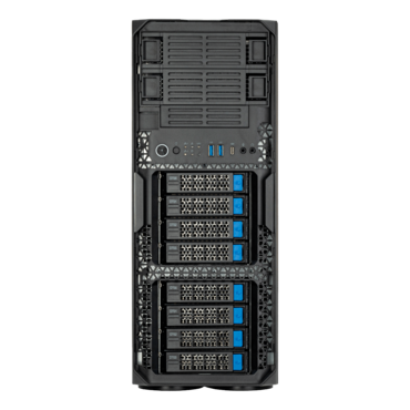 WS380-E, 2x 5.25", 8x 3.5"/2.5" External Bays, No PSU, E-ATX / SSI-EEB, Black, Full Tower Chassis