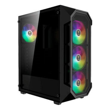 AURA GC1 ELITE ARGB, Tempered Glass, No PSU, ATX, Black, Mid Tower Case