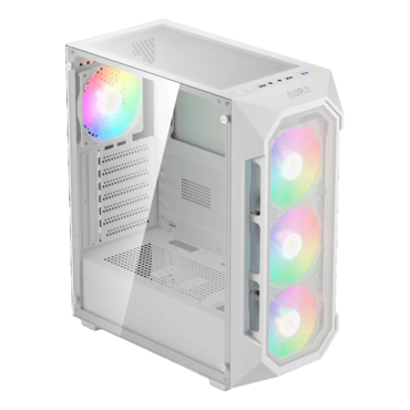 AURA GC1 ELITE WH ARGB, Tempered Glass, No PSU, ATX, White, Mid Tower Case