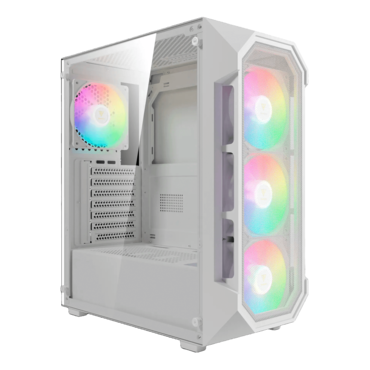 AURA GC1 ELITE WH ARGB, Tempered Glass, No PSU, ATX, White, Mid Tower Case