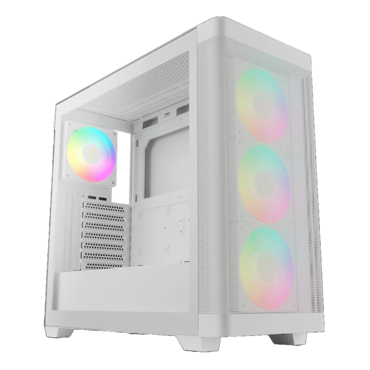 ATHENA M3 WH, Tempered Glass, No PSU, E-ATX, White, Mid Tower Case