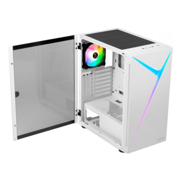 ARGUS E4 ELITE WH, Tempered Glass, No PSU, ATX, White, Mid Tower Case