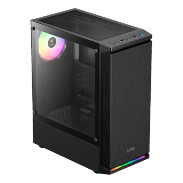AURA GC8 ARGB, Tempered Glass, No PSU, ATX, Black, Mid Tower Case