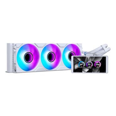Glacier One 360M25 LCD, White, 360mm Radiator, Liquid Cooling System