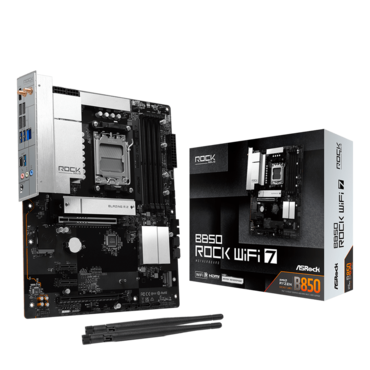 B850 Rock WiFi 7, AMD B850 Chipset, AM5, ATX Motherboard
