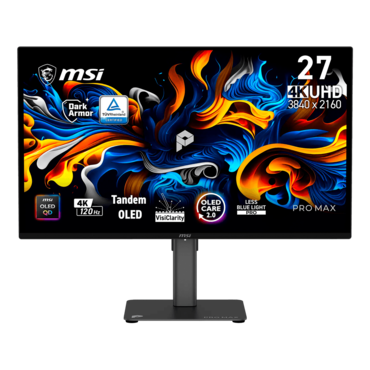 PRO MAX 271UPX12G, DisplayHDR™ 400, 26.5" QD-OLED, 3840 x 2160 (4K UHD), 0.03 ms, 120Hz, FreeSync™ Premium Pro Monitor