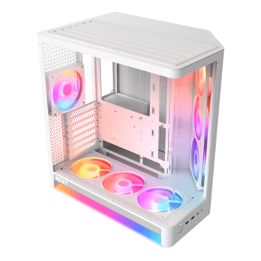 H6 RGB+, Tempered Glass, No PSU, ATX, White, Mid Tower Case
