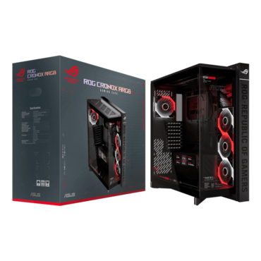 ROG Cronox ARGB, LCD, Tempered Glass, No PSU, E-ATX, Black, Full Tower Case