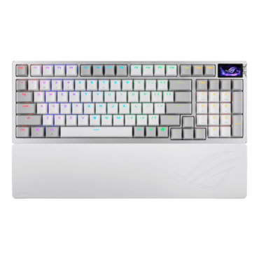 ROG Azoth 96 HE, Per Key RGB, ROG HFX V2 Magnetic, Wireless/Wired/Bluetooth, White, Mechanical Gaming Keyboard