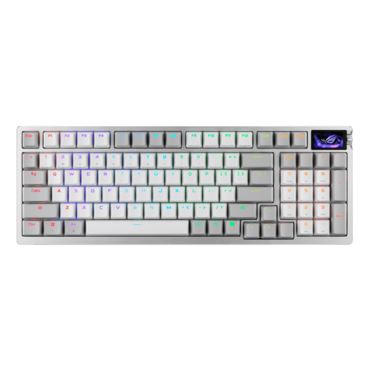 ROG Azoth 96 HE, Per Key RGB, ROG HFX V2 Magnetic, Wireless/Wired/Bluetooth, White, Mechanical Gaming Keyboard
