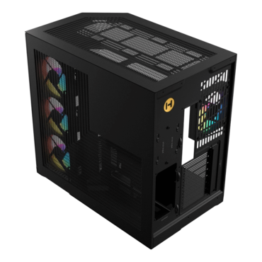 Y50 RGB, Tempered Glass, No PSU, E-ATX, Pitch Black, Mid Tower Case