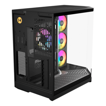 Y50 RGB, Tempered Glass, No PSU, E-ATX, Pitch Black, Mid Tower Case