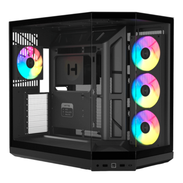 Y50 RGB, Tempered Glass, No PSU, E-ATX, Pitch Black, Mid Tower Case