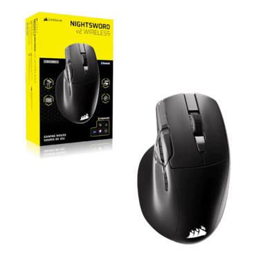 NIGHTSWORD v2 WIRELESS, RGB, 33000-dpi, Wired/Bluetooth/Wireless, Black, Optical Gaming Mouse