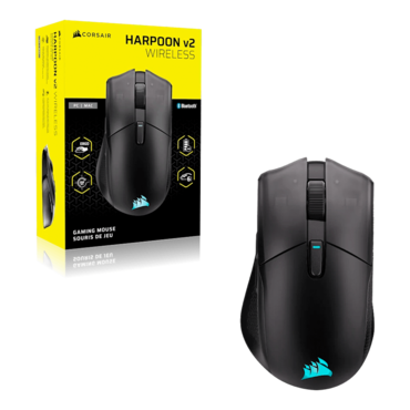 HARPOON v2 WIRELESS, RGB, 26000-dpi, Wired/Bluetooth/Wireless, Black, Optical Gaming Mouse