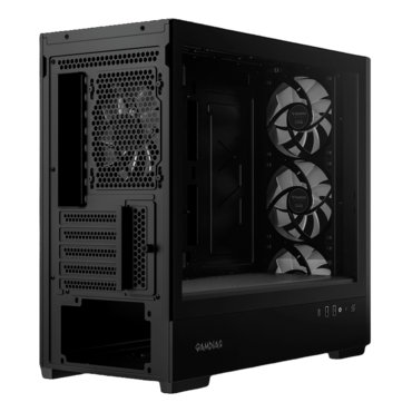 ATHENA E5M, Tempered Glass, No PSU, microATX, Black, Mid Tower Case