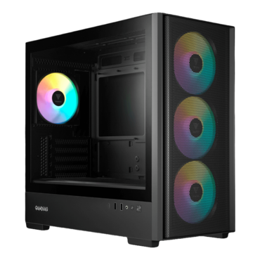 ATHENA E5M, Tempered Glass, No PSU, microATX, Black, Mid Tower Case