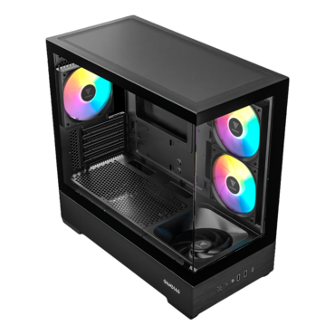 ATLAS E5M, Tempered Glass, No PSU, microATX, Black, Mid Tower Case