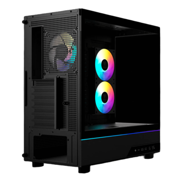 ATLAS M5, Tempered Glass, No PSU, ATX, Black, Mid Tower Case