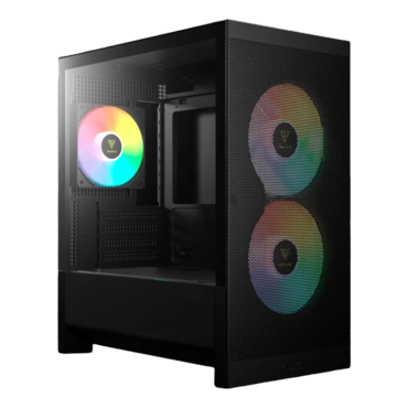 AURA GC15M ARGB, Tempered Glass, No PSU, microATX, Black, Mid Tower Case